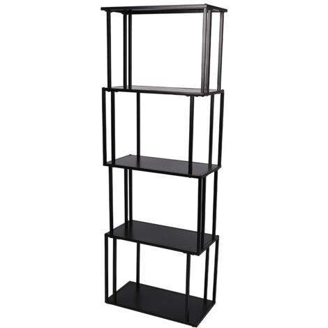 Bibliothek mit 5 Ebenen, Kollektion SOHO - Designstil, Farbe Schwarz (1/2)