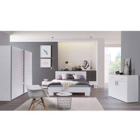 Schlafzimmer-Set COMO. Bett 160X200 cm mit Lattenrost + Nachttische.