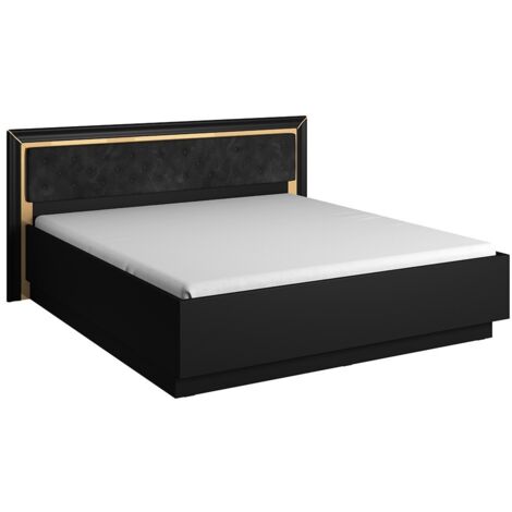 Erwachsenenbett 180x200 aus der DOHA Kollektion. Farbe matt schwarz und gold (1/4)