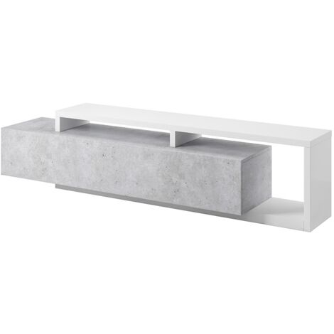 Möbelstück TV 220 cm Kollektion BERGAME. Farben weiß und Betongrau. (1/5)