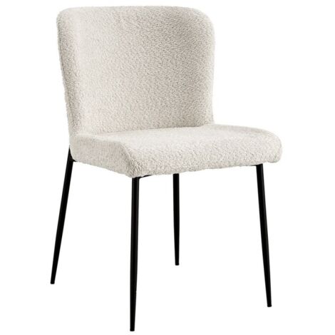 Stuhl mit Bouclé-Bezug für das Esszimmer in Ecru. Kollektion LISE (1/5)