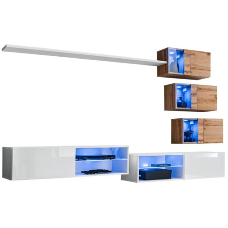 Wohnzimmermöbel-Set SWITCH XXIV Design, Farbe Weiß und Eiche. (1/5)