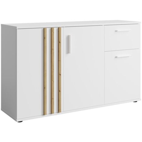 Kommode VARIA - 3 Türen und 1 Schublade - Modernes Design in Weiß und Handwerker-Eiche (1/3)