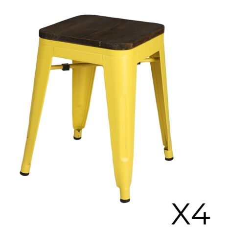 Set von 4 Industriestil Barhockern aus Metall, Farbe Gelb – Kollektion FACTORY. (1/4)