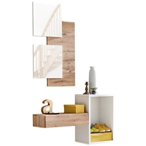 Flurmöbel TORTH 1 – Komplettes Set – Farbe Eiche und Weiß – Modernes und praktisches Design