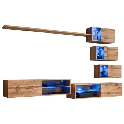 Wohnzimmermöbel-Set SWITCH XXIV – LED – Eiche – Design Wand-Ensemble (1/5)