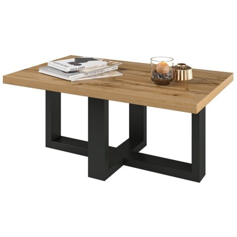 Rechteckiger Design-Couchtisch Kollektion COXI Farben Eiche und Schwarz (1/3)