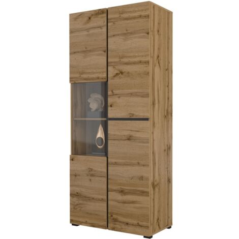 EUFEMIUS Vitrine 90 - Moderner Vitrinenschrank Mit Glas & Fräsung