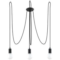 Candelabros Edison negro tela/acero 3xE27 300cm Sollux
