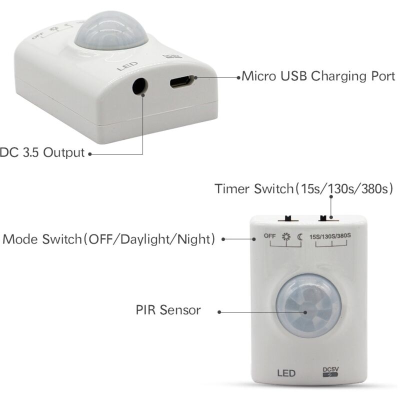 auraglow plug in pir motion sensor led night light