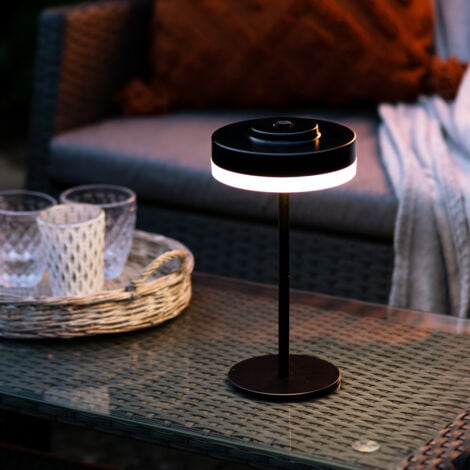 Auraglow Kensington Rechargeable Outdoor Table Lamp - Black