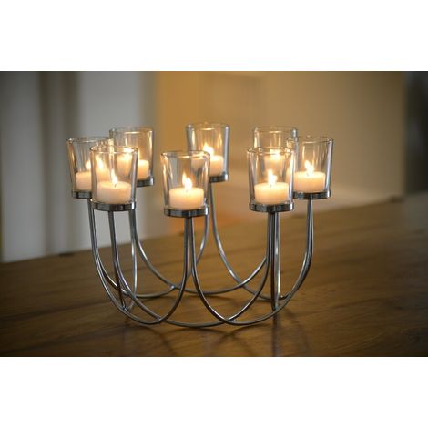 Star Tea Light Candle Holder Nickel Finish Stylish Design Table Centerpiece Ornament for Living Room Dinner Parties Holidays and Special Occasions Single Tea Light Holder 8cm x 12cm 