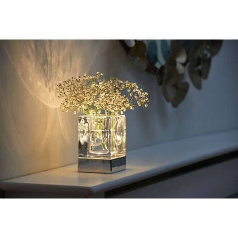 Light Led Glass Table Lamp Vase, White Light Table Lamp
