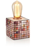 Auraglow Mysa Modern Contemporary Colourful Mosaic Effect Stone Cement Cube Bedside Desk Table Lamp/Light - with ST64 LED Bulb [Energy Class A]