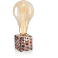 Auraglow Mysa Modern Contemporary Colourful Mosaic Effect Stone Cement Cube Bedside Desk Table Lamp/Light - with XXL LED Bulb [Energy Class A]