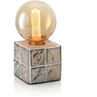 Auraglow Mysa Modern Contemporary Fossil and Sea Shell Effect Stone Cement Cube Bedside Desk Table Lamp/Light - with G125 LED Bulb [Energy Class A]