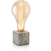 Auraglow Mysa Modern Contemporary Fossil and Sea Shell Effect Stone Cement Cube Bedside Desk Table Lamp/Light - with XXL LED Bulb [Energy Class A]