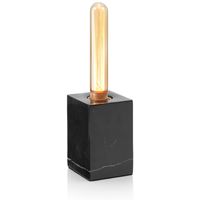 Auraglow Modern Contemporary Black Marble Stone Cube Bedside Desk Table Lamp/Light - with T30 LED Bulb [Energy Class A]