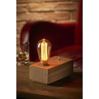 Auraglow Mysa Vintage Retro Wooden Block Mechanical Toggle Switch Cube Bedside Desk Table Lamp/Light - with ST64 LED Bulb [Energy Class A]