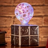 Auraglow Mysa Modern Contemporary Fossil and Sea Shell Effect Stone Cement Cube Lamp for Coffee Table, Desk or Bedside Light - with Starry Multi-Coloured LED Bulb [Energy Class A]