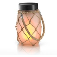 Auraglow LED USB & Solar Powered Outdoor & Indoor Flickering Fire Flame Effect Mason Glass Jar Lantern Lamp Table light