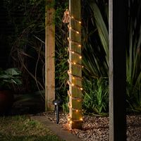 Auraglow Solar Powered 60 LED Bulb Decorative Garden Outdoor Natural Hemp Rope String Fairy Light, Ideal for Pergolas, Gazebos, Posts and Trees