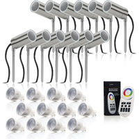 Auraglow Stainless Steel GU10 Garden Outdoor Spike Light with RF Remote Control Colour Changing LED Bulbs