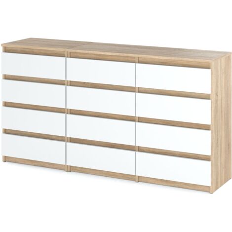 Commode enfant 12 tiroirs (8+4) – Hauteur 92cm – Largeur 180cm – Profondeur 33cm – Panneau MFC 16mm – Glissières POM