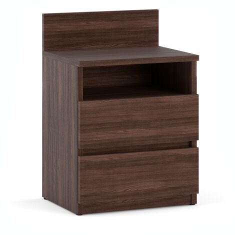 Chevet HIT PLUS commode 40x32x59 cm - 2 tiroirs et une étagère, chêne wengé, moderne, chevet de chambre, finition mate (1/5)