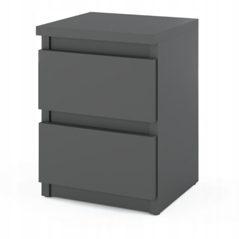 Table de chevet 2 tiroirs gris anthracite – Dimensions H40cm L40cm P30cm – Panneau de particules 16mm – Assemblage rapide