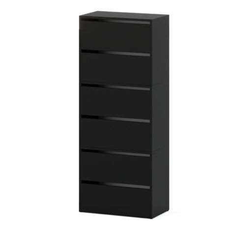 Meuble chaussures haut - 150 cm - Noir - Design moderne - Gain de place élégant (1/5)