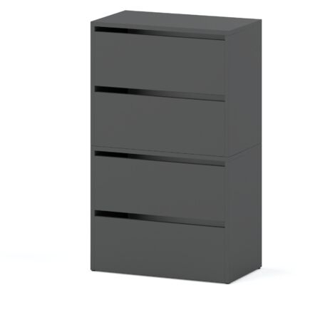 Meuble chaussures HIT - 100 cm - Gris mat - Pratique et élégant - Gain de place (1/3)