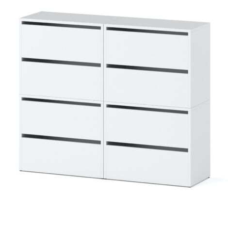 Meuble à chaussures 120 cm – Blanc mat – Panneaux laminés résistants aux rayures – Système de charnières GTV – Modularité jusqu'à 3 niveaux (1/5)