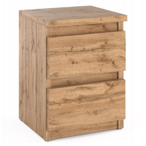 Table de chevet chêne Wotan – 2 tiroirs – H 40 cm L 30 cm Gl. 30 cm – Panneau MFC 16 mm – Glissières POM robustes (1/5)