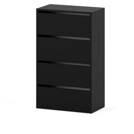 Meuble  chaussures HIT - 100 cm - Noir mat - Design moderne - Gain de place élégant (1/3)