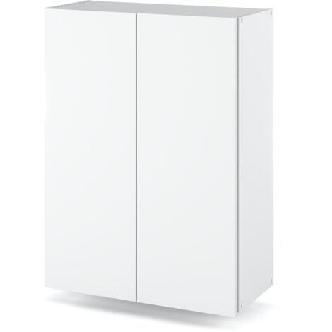 Meuble de rangement suspendu 60 cm – Blanc mat – 2 étagères – Montage facile – Design moderne pour salle de bain