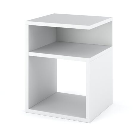Table de chevet blanche 30 cm – Panneau laminé avec bords ABS – Hauteur 41 cm – Espace de rangement optimisé – Montage facile (1/5)