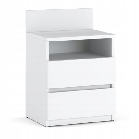 Table de Nuit 40 cm - Blanche - 2 Tiroirs - Élégante et Pratique pour Chambre (1/5)