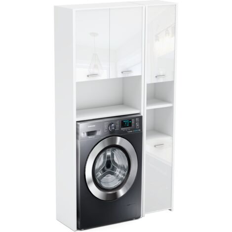 Meuble de salle de bain - Colonne blanche brillante - Gain de place - Design moderne - Pratique (1/5)