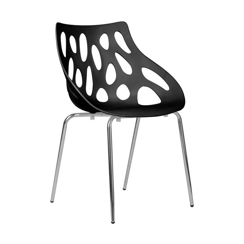Lot De 4 Chaises Visiteur Ken En Similicuir Noir - CLP (design Classique, Empilables)