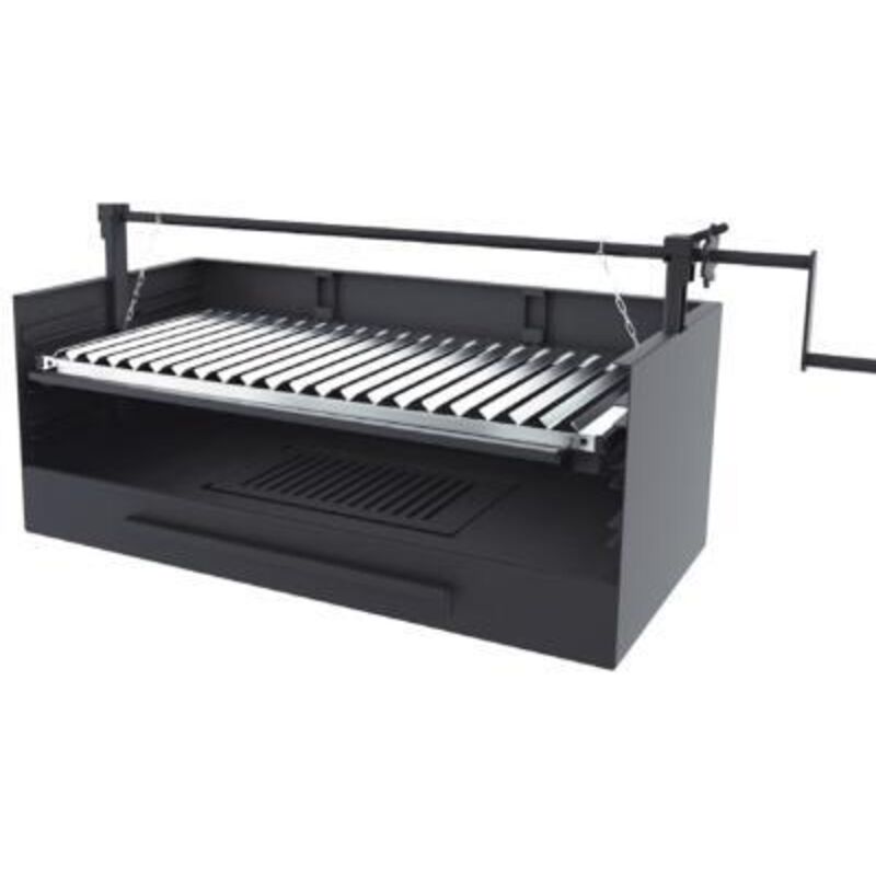 Barbecue BBQ au charbon et bois 80 cm grille INOX - Avec élevateu r- À ...