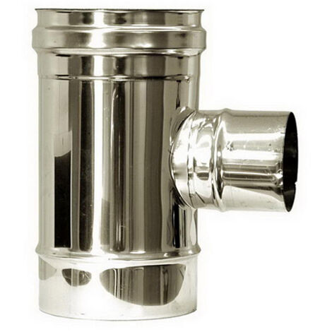 MBM – Raccord T réduit conduit de fumée DN 180 – Acier inox 316 – Résistance à 600°C – Joint silicone pour étanchéité – Certifié CE EN1856-2