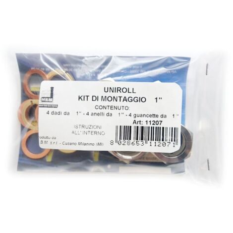 MBM – Kit de montage Uniroll avec 4 raccords femelles 1' – Tuyau gaz flexible en acier inoxydable 316L – Conforme UNI EN 15266:2007