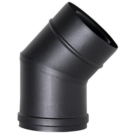 MBM – Conduit de fumée coaxial courbe 45° noir D. 80/125 CE – Acier inoxydable AISI 316 – Double paroi pour poêle à pellets – Fabriqué en Italie