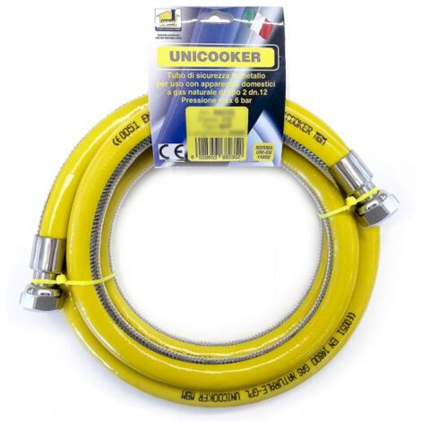 Tuyau Flexible Cuisinière à Gaz 1,5 M 1/2" EN 14800 UNICOOKER F/F CE EN 14800 L 150 Cm