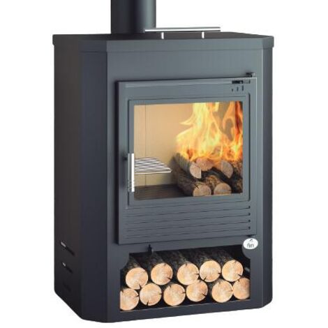 Fm Calefaccion – Poêle à bois acier 11kW – Four supérieur pour cuisson – Bûches jusqu'à 50 cm – Rendement 82% – Évacuation des fumées 150 mm - M-102