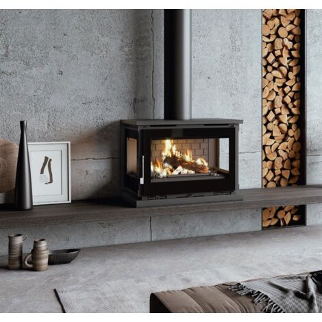 FM Poêle à bois panoramique suspendu M-183 FK 13kW foyer fonte
