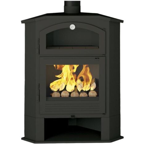 Fm Calefaccion – Poêle à bois d'angle en acier avec four – Puissance 11.7 kW – Rendement 81% – Évacuation supérieure – Acceptant bûches 65 cm (1/4)