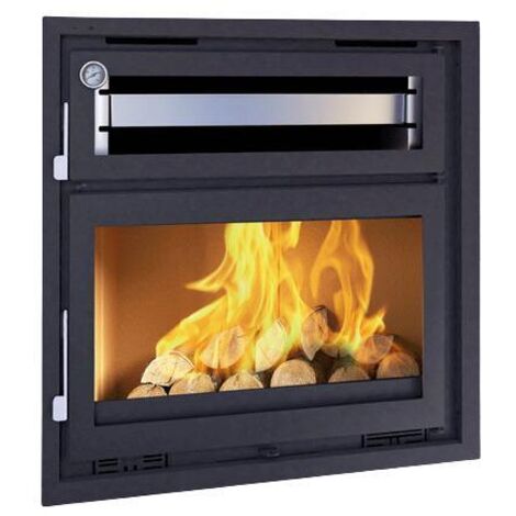 Fm Calefaccion – Insert cheminée à bois FIREMATIC Ohio 12.8 kW – Système double combustion – Volume de chauffe 340 m³ – Dimensions L. 873 x P. 484 x H. 905 mm