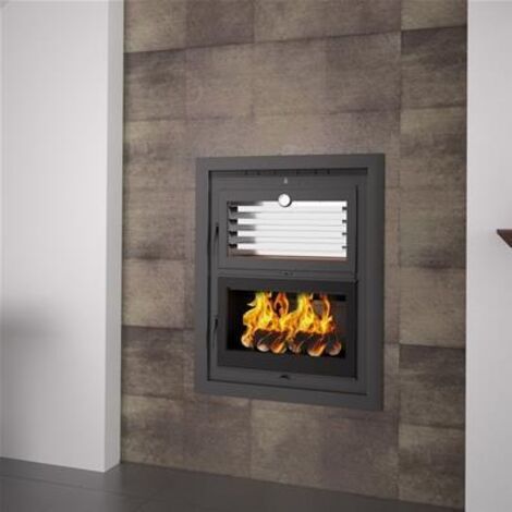 Foyer poele a bois en acier foyer en fonte encastrable - couleur noir - Made in Spain (1/4)